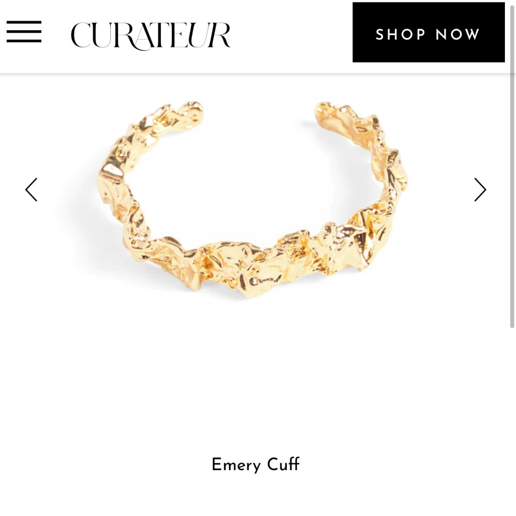 Emery 24k Plated Gold Textered Cuff Bracelet